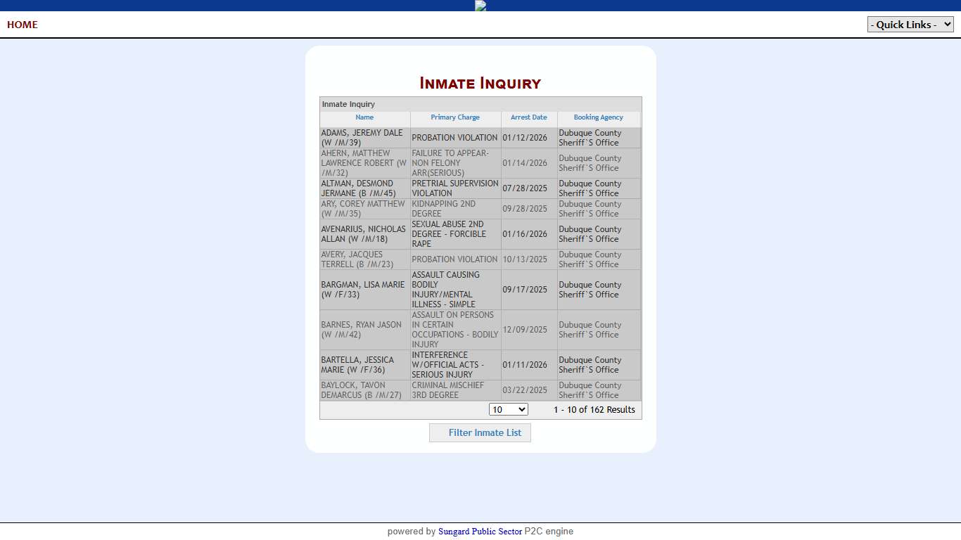 Dubuque Law Enforcement Center P2C - provided by OSSI